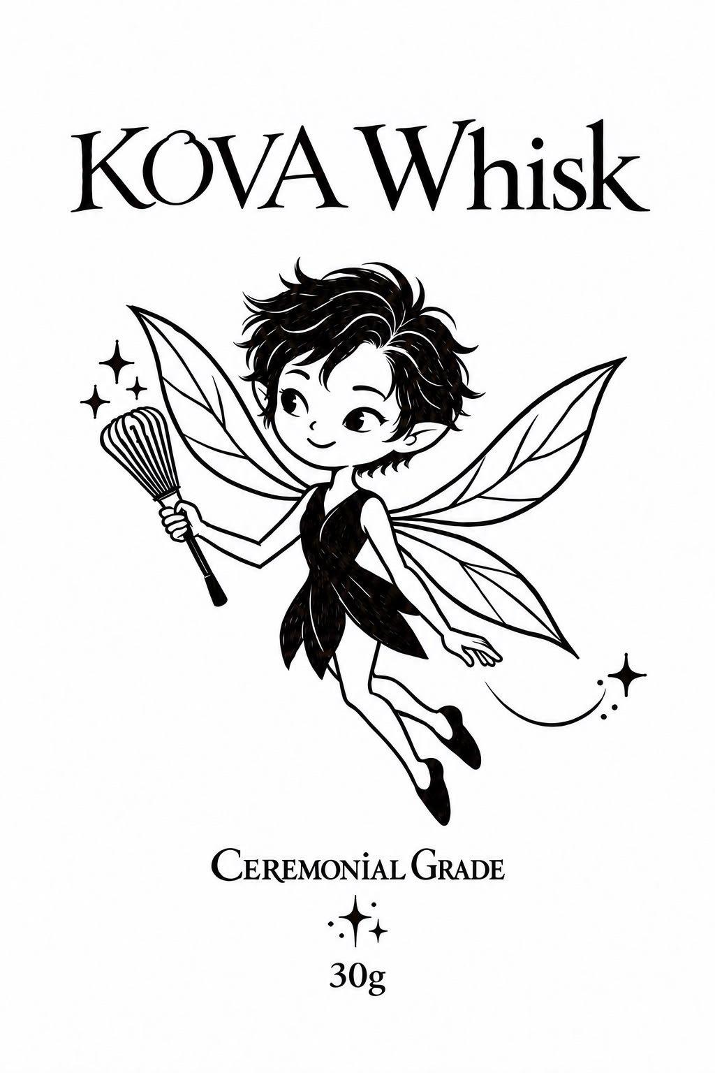 KOVA Whisk ceremonial-grade matcha packaging design, 30g